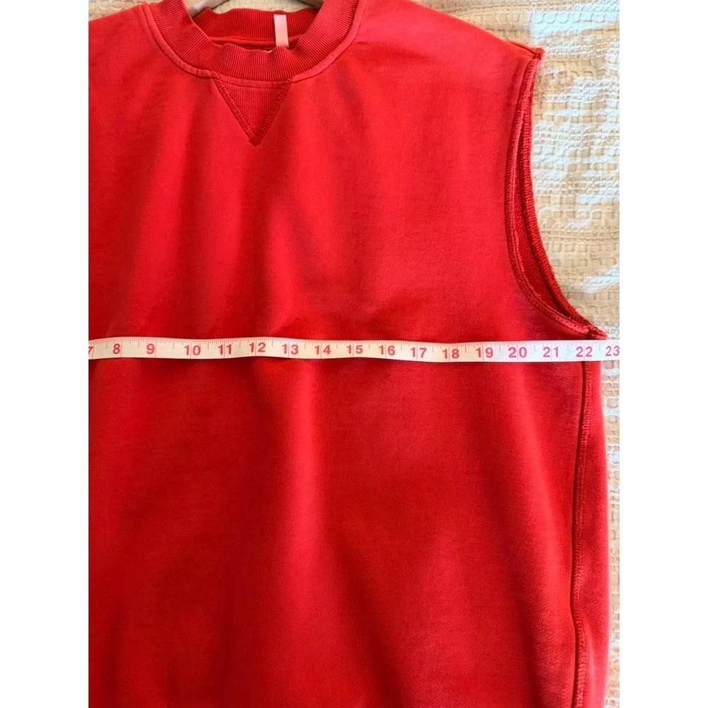 Weekday Sleeveless Sweatshirt Mens Medium Red Crew Neck Vest Streetwear